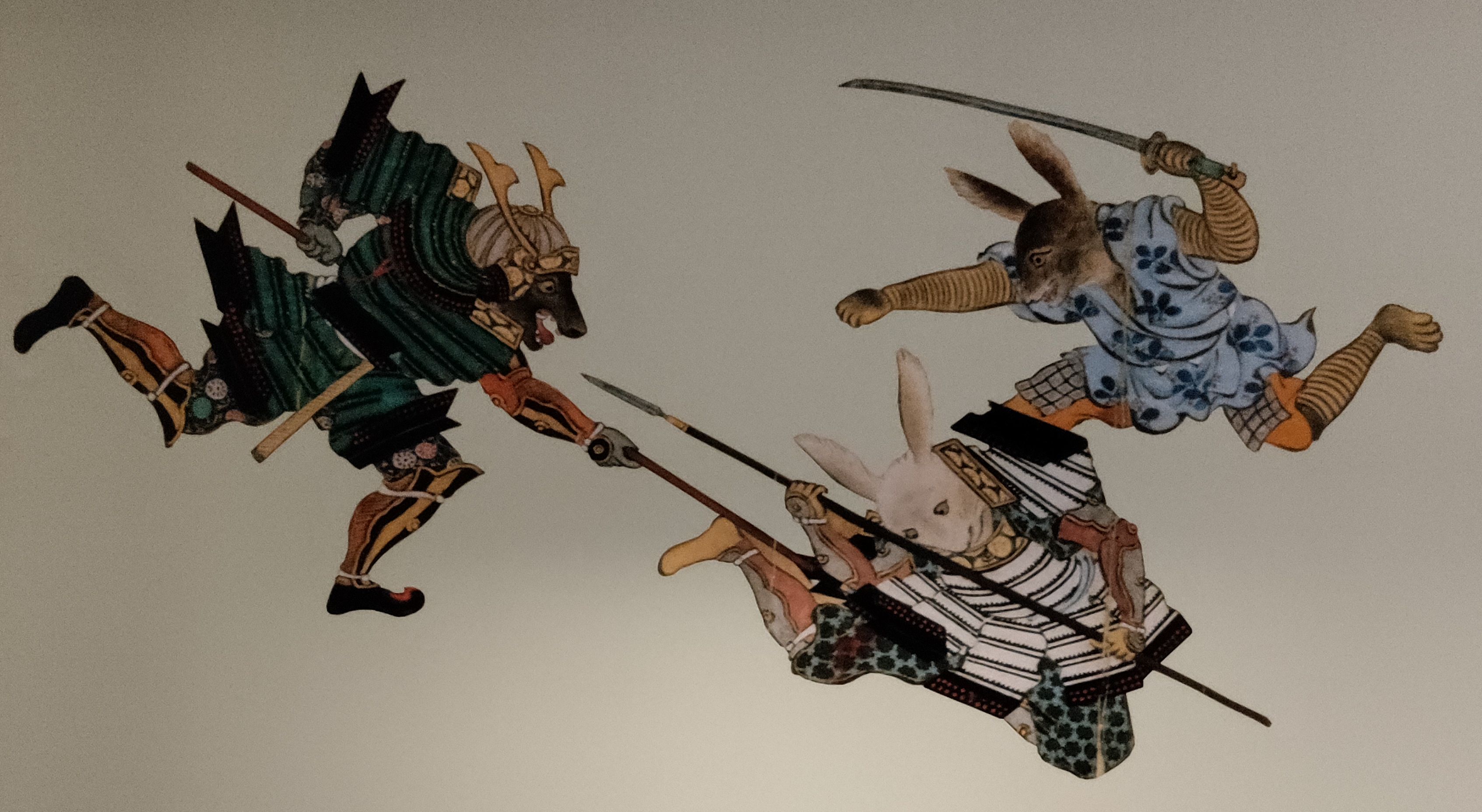 Animals dressed in samurai armor.