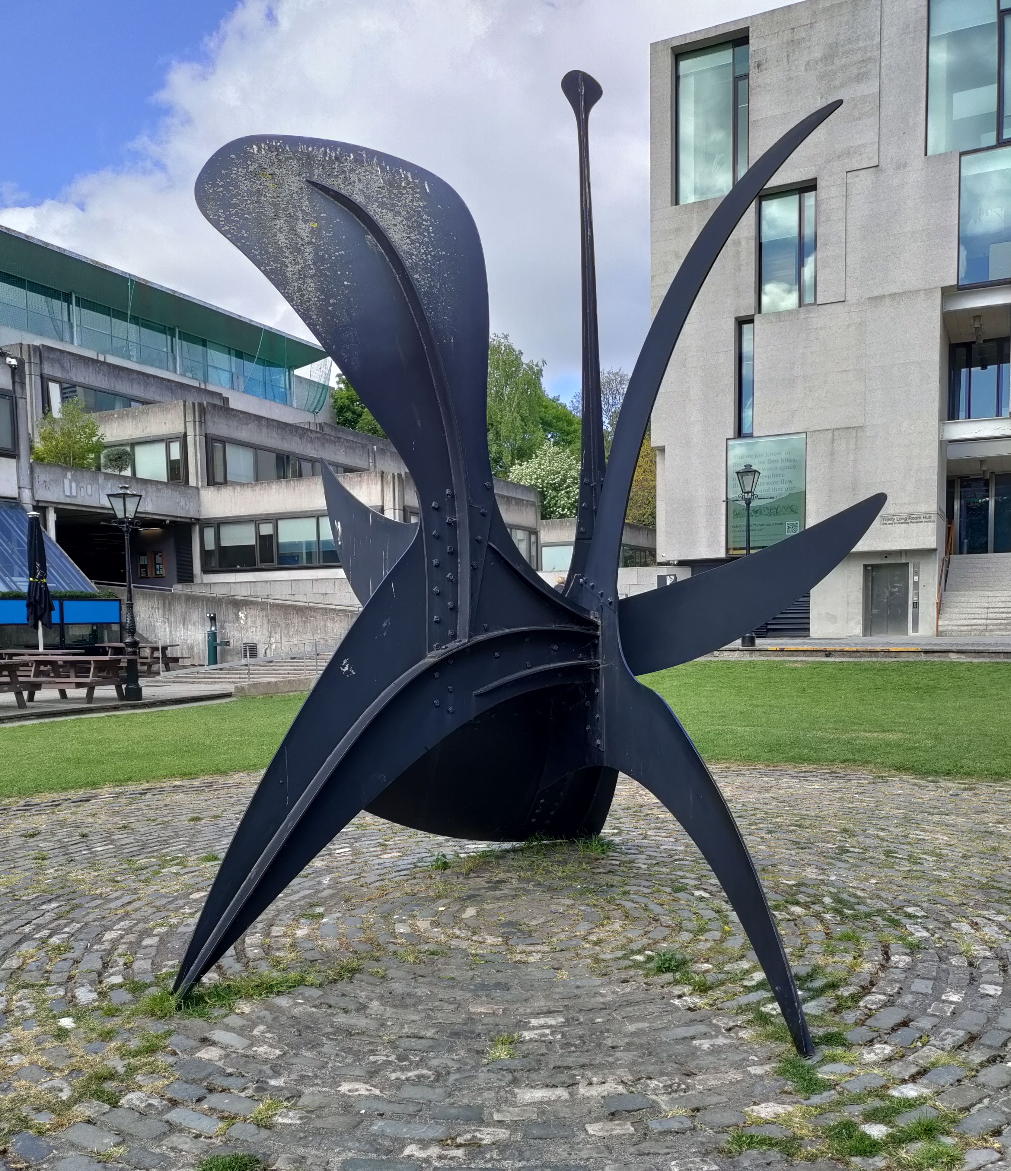 Interesting metal sculpture on the campus of Trinity College.